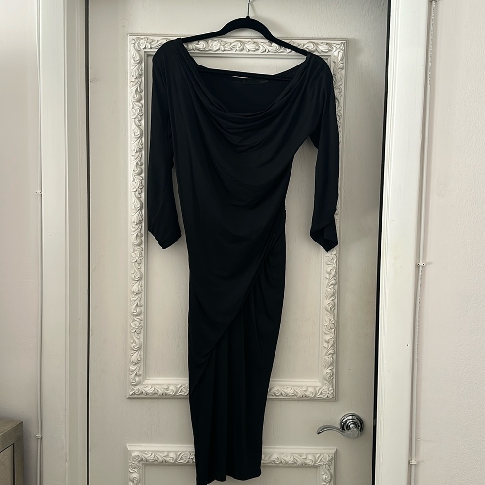 DONNA KARAN BLACK LABEL ROUCHED DRESS